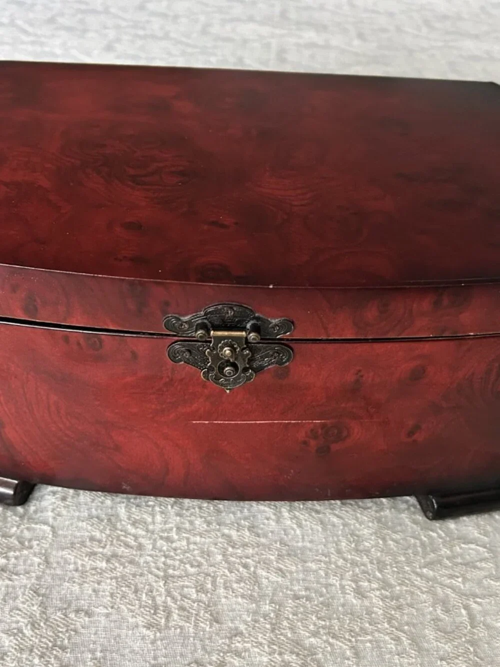 Vintage Cherrywood Jewelry Box-Chest Velvet- lined